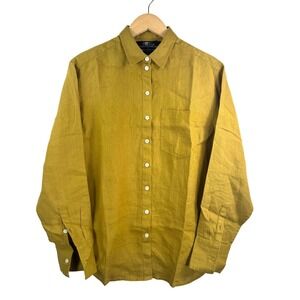 J.Crew Garçon classic shirt in Baird McNutt Irish linen olive green preppy sz 4